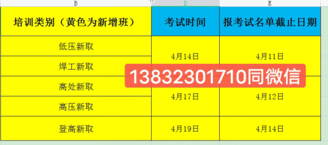 石家莊高處作業(yè)證4月份最新考試安排